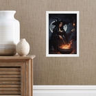 Quadro Wicca Bruxa Com Caldeirão 33x24cm Moldura:madeira Preta