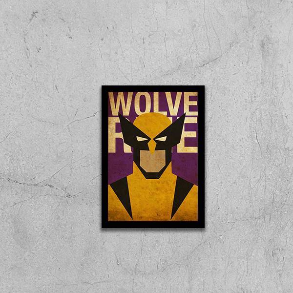 Quadro Wolverine Vintage 33x24cm - Com Vidro Moldura:madeira