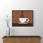Quadro Xícara De Café Com Grãos 33x24cm - Com Vidro Moldura:m
