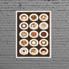 Quadro Xícaras De Café Latte Art 33x24cm - Com Vidro Moldura: