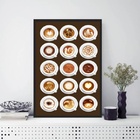 Quadro Xícaras De Café Latte Art 45x34cm - Com Vidro Moldura: