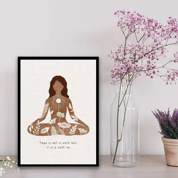 Quadro Yoga Is Not A Work Out 24x18cm Moldura:madeira Preta