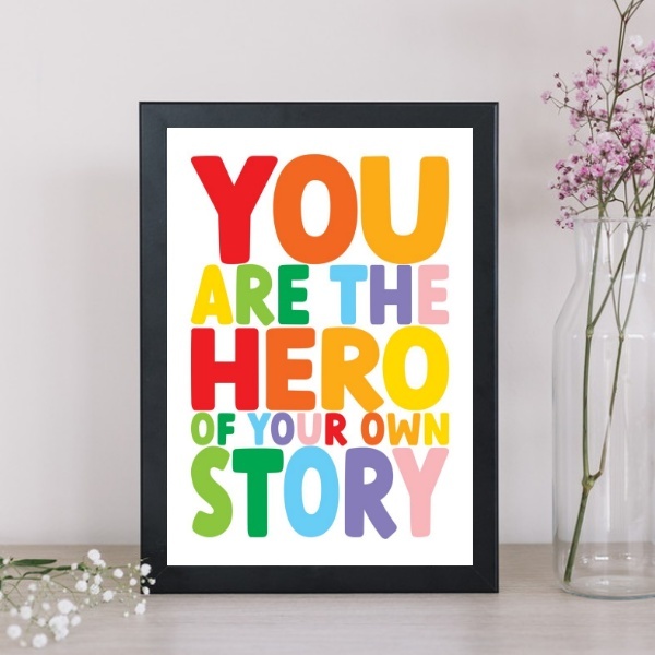 Quadro You Are The Hero 33x24cm Moldura Preta