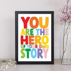 Quadro You Are The Hero 45x34cm Moldura Branca