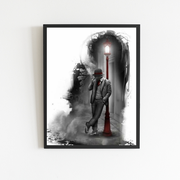 Quadro Zé Pelintra Desenho 24x18cm - Com Vidro Moldura:madeir