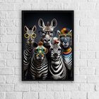 Quadro Zebras Modernas Divertidas De óculos 24x18cm - Com Vid