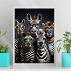 Quadro Zebras Modernas Divertidas De óculos 24x18cm Moldura:m
