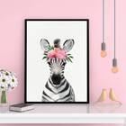 Quadro Zebrinha Coroa De Flores 45x34cm - Com Vidro Moldura:m