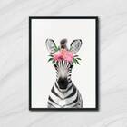 Quadro Zebrinha Coroa De Flores 45x34cm - Com Vidro Moldura:m