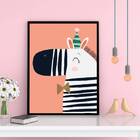 Quadro Zebrinha Parabéns 24x18cm Moldura:madeira Preta