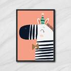 Quadro Zebrinha Parabéns 24x18cm Moldura:madeira Preta