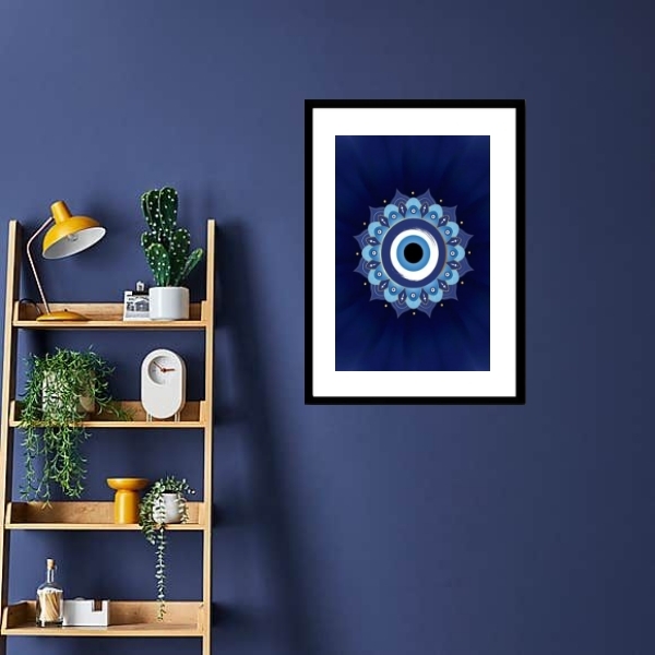 Quadro Zen Mandala Olho Grego - 60x48cm Moldura:madeira Branca