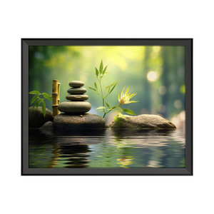 Kit Quadro Decorativo Zen e Étnico Fases da Lua Preto com Moldura