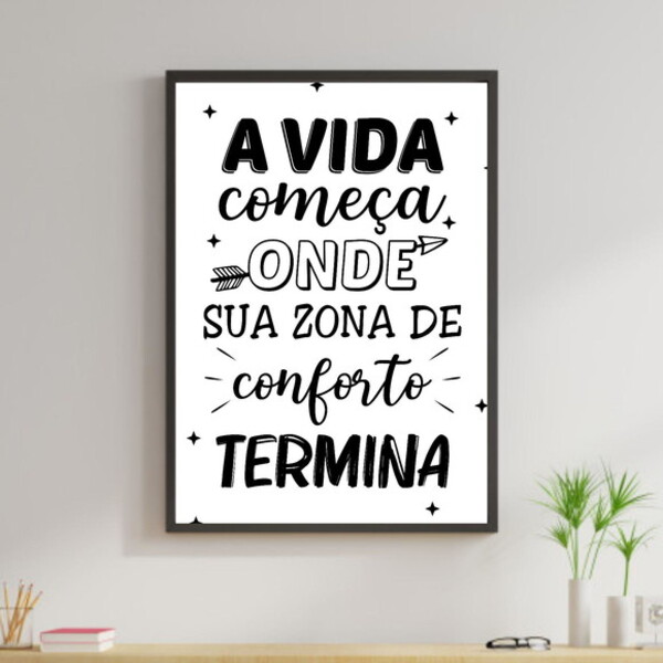 Quadro Zona De Conforto Termina 33x24cm - Com Vidro Moldura:m