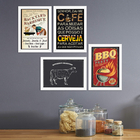 Quadros  Churrasco Moldura Branca 33x43cm 4un