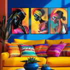 Quadros  Mulheres Negras  Caixa  Alta 40x60 3 Unidades - Mold