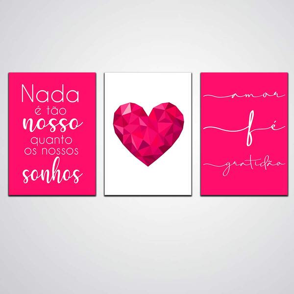 Quadros Amor, Gratidão Familia Flores Rosa Delicado Corredor