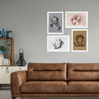 Quadros Animais Safari África Moldura Branca 22x32cm 4un