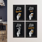 Quadros Bebidas Born Drinks Moldura Preta 33x43cm 4un