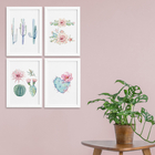 Quadros Cactos com Moldura Branca Kit 4un 22x32cm