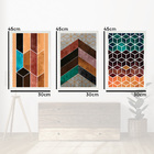 Quadros Chevron Com Moldura Premium 30x45 Kit 3 Peças - 115-p