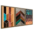 Quadros Chevron Com Moldura Premium 30x45 Kit 3 Peças - 115-r