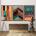 Quadros Chevron Com Moldura Premium 30x45 Kit 3 Peças - 115-r