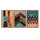 Quadros Chevron Com Moldura Premium 30x45 Kit 3 Peças - 115-r