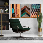 Quadros Chevron Com Moldura Premium 30x45 Kit 3 Peças - 115-r