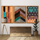 Quadros Chevron Com Moldura Premium 30x45 Kit 3 Peças - 115-r