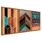 Quadros Chevron Com Moldura Premium 30x45 Kit 3 Peças - 115-r