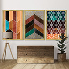 Quadros Chevron Com Moldura Premium 30x45 Kit 3 Peças - 115-r