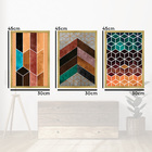 Quadros Chevron Com Moldura Premium 30x45 Kit 3 Peças - 115-r