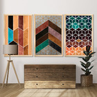 Quadros Chevron Com Moldura Premium 40x60 Kit 3 Peças - 115-m