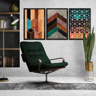 Quadros Chevron Com Moldura Premium 40x60 Kit 3 Peças - 115-p