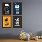 Quadros com Frase Boteco 22x32cm Moldura Preta Kit 4un