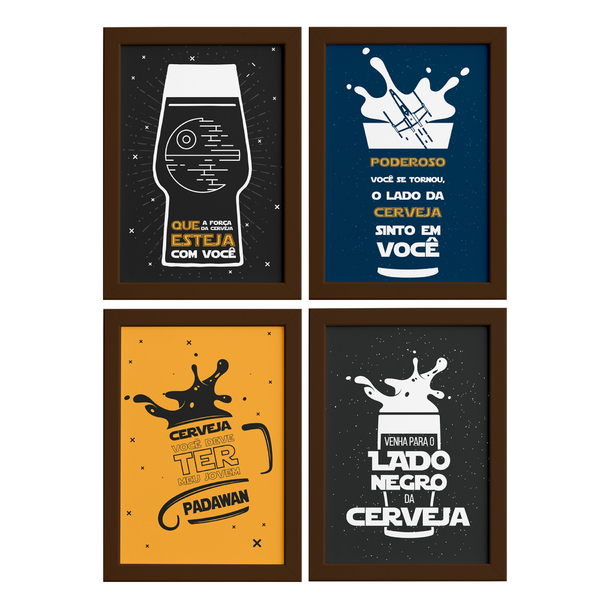 Quadros com Frase Boteco 22x32cm Moldura Preta Kit 4un