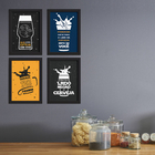 Quadros com Frase Boteco 33x43cm Moldura Preta Kit 4un