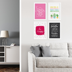 Quadros com Frases Alegria Moldura Branca 22x32cm 4un