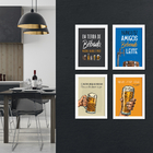 Quadros com Frases Cerveja Moldura Branca 22x32cm Kit 4un