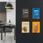 Quadros com Frases Cerveja Moldura Marrom 22x32cm Kit 4un