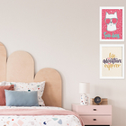 Quadros com Frases Happy Cat Moldura Branca 22x32cm 4un