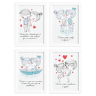 Quadros com Frases Namorados Moldura Branca 33x43cm Kit 4un