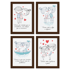 Quadros com Frases Namorados Moldura Marrom 33x43cm Kit 4un