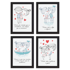 Quadros com Frases Namorados Moldura Preta 22x32cm Kit 4un