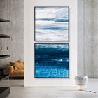 Quadros Com Moldura Chanfrada Abstrato Azul