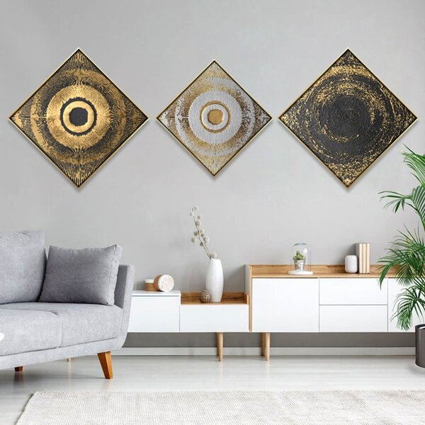 Quadros Com Moldura Chanfrada Elementos Dourados