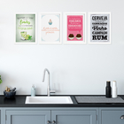 Quadros Cozinha Drinks e Desserts Moldura Branca 33x43cm 4un