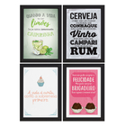 Quadros Cozinha Drinks e Desserts Moldura Preta 33x43cm 4un