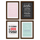 Quadros Cozinha Variada Moldura Marrom 33x43cm 4un